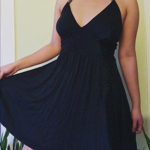 Black Contemporary Spaghetti Strap Dress (XS)